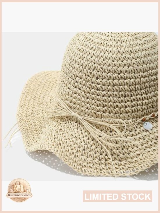 Crochet Straw Bucket Hat Wide Brim Foldable Beach Sun Hat Summer main image 5